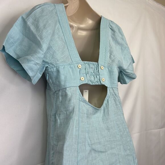 Madewell Blue Heron Linen Square-Neck Mini Dress NWT - Picture 12 of 16